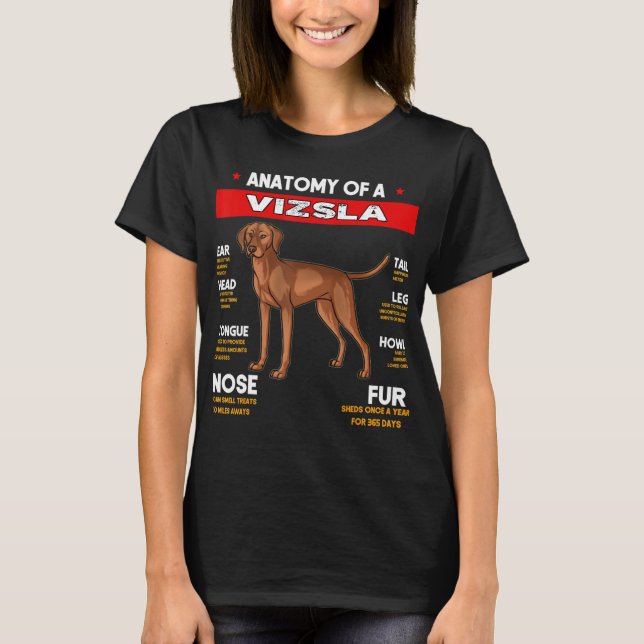 Anatomia De Um Cães Vizsla Emite Camisa (Frente)