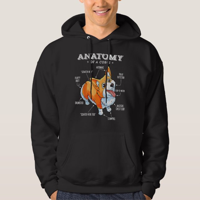 Anatomia de um Cão Engraçado de Camisa Corgi (Frente)