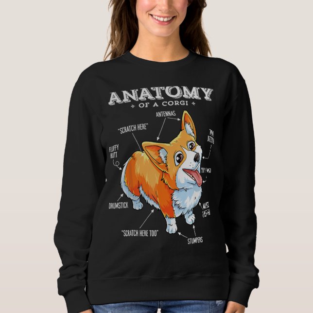 Anatomia de um Cão Engraçado de Camisa Corgi (Frente)