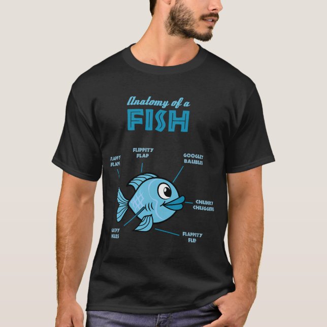 Anatomia de um peixe - Camiseta de peixe engraçada (Frente)