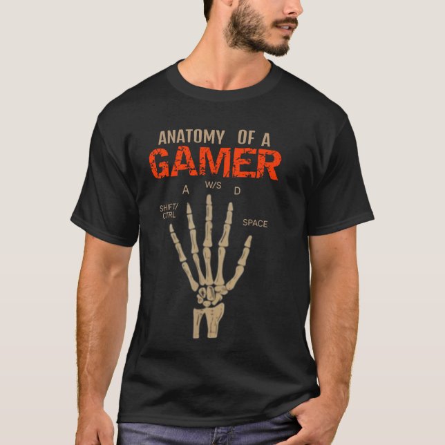 Anatomia de uma camiseta de teclado com esqueleto  (Frente)