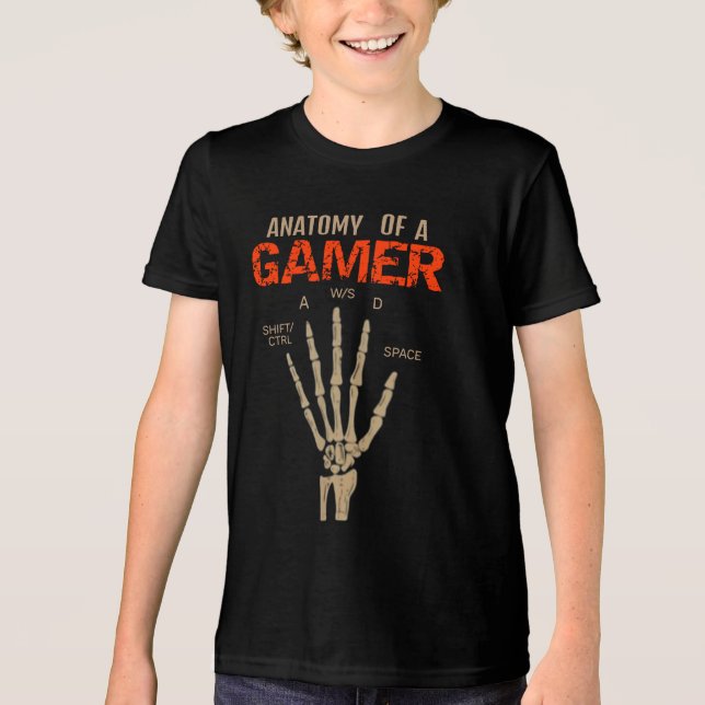 Anatomia de uma camiseta de teclado com esqueleto  (Frente)