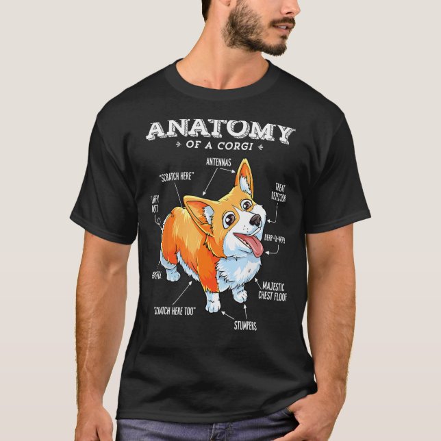 Anatomia de uma camiseta engraçada de Corgi (Frente)
