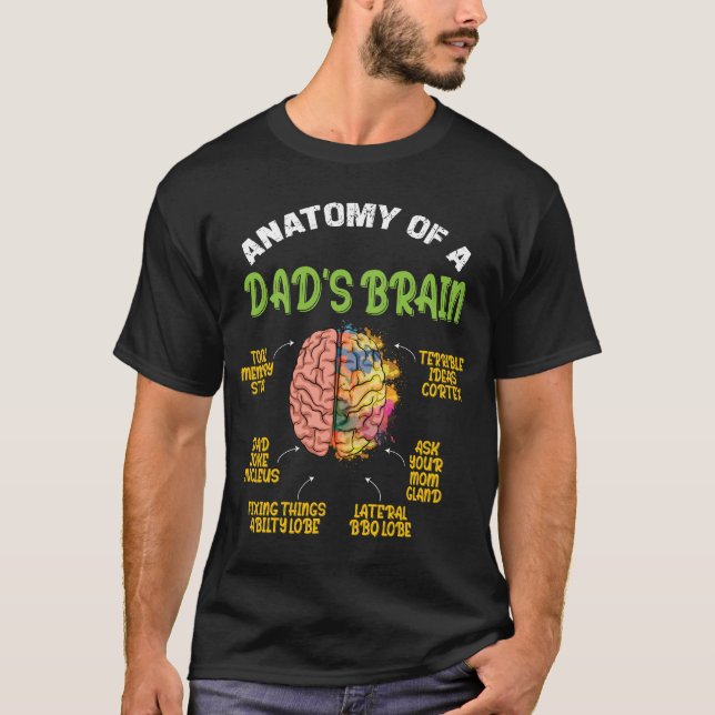 Anatomia do Cérebro de um Pai Camiseta Divertida P (Frente)
