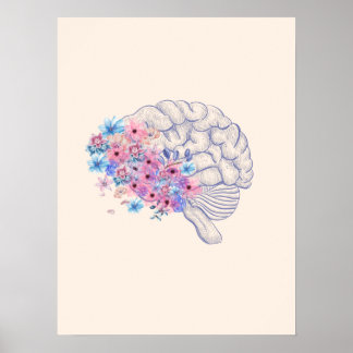Anatomia do cérebro Floral poster