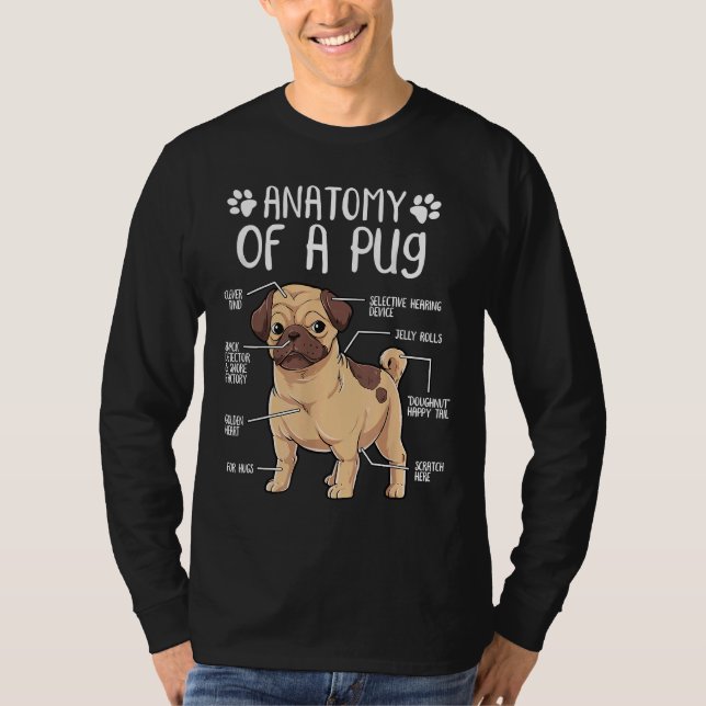 Anatomia Engraçada Cachorro Pug Lover Camisa Cláss (Frente)