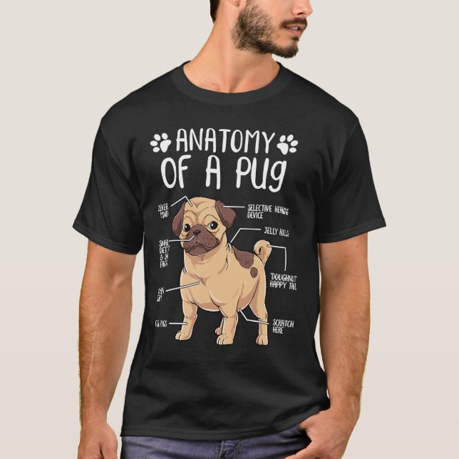 Anatomia Engraçada Cachorro Pug Lover Camisa Essen (Frente)