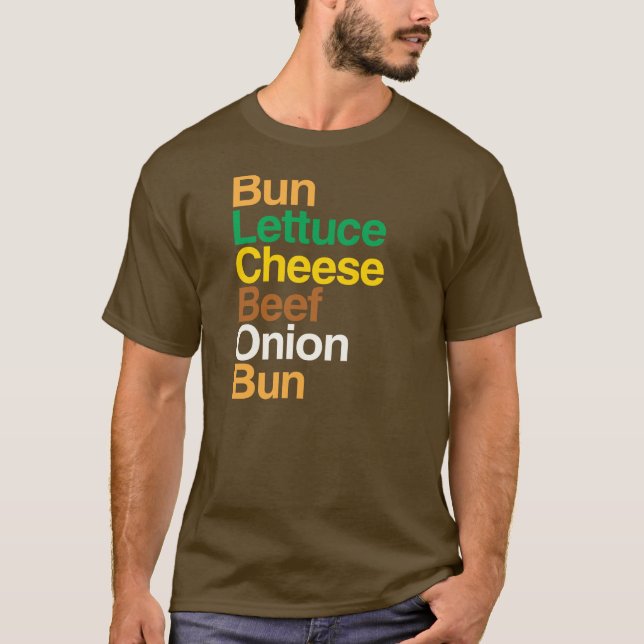Anatomia tipográfica da camiseta do cheeseburger (Frente)