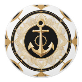 Anchor Art Deco Black White e Dourado Náutico