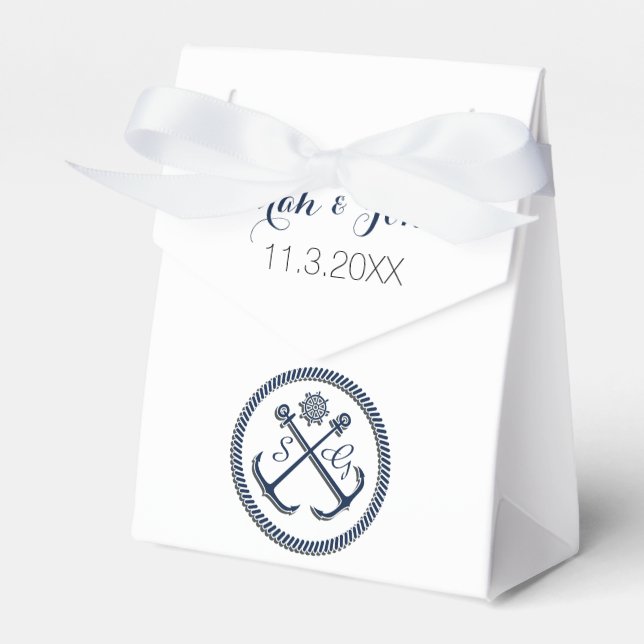 Anchor Monogramas, caixa de favoritos para casamen (Frente)