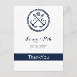 Anchor Monogramas, casamento náutico - Cartões de 