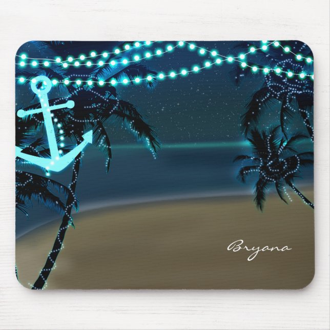 Anchor & Palm Trees Beach Luz Tropic Mouse Pad (Frente)