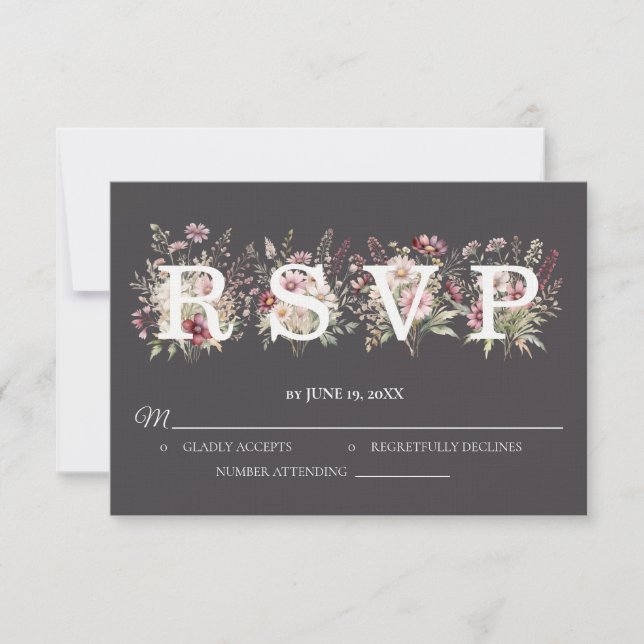 Anchor Spring Floral Wedding RSVP card (Frente)