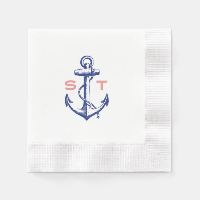 Anchors Away monogramas guardanapo (Frente)