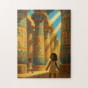 Ancião Karnak Columns Quebra-cabeça Azul Sagrado