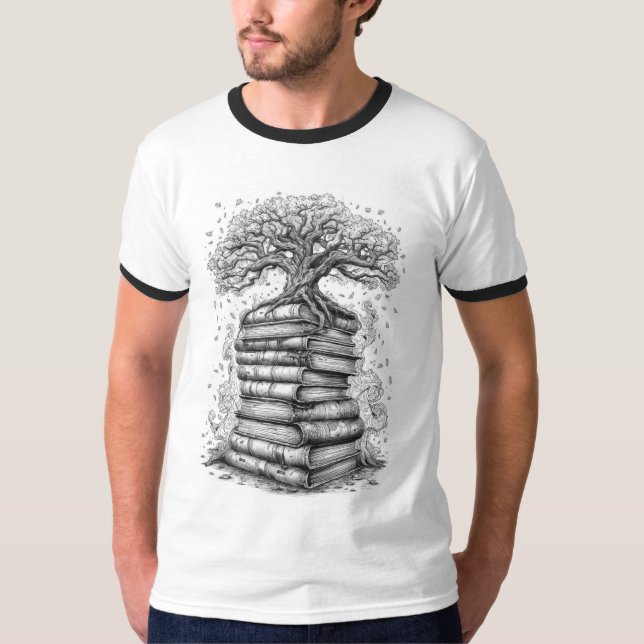 Ancient Tree of Knowledge Ink Graphic T-Shirt (Frente)
