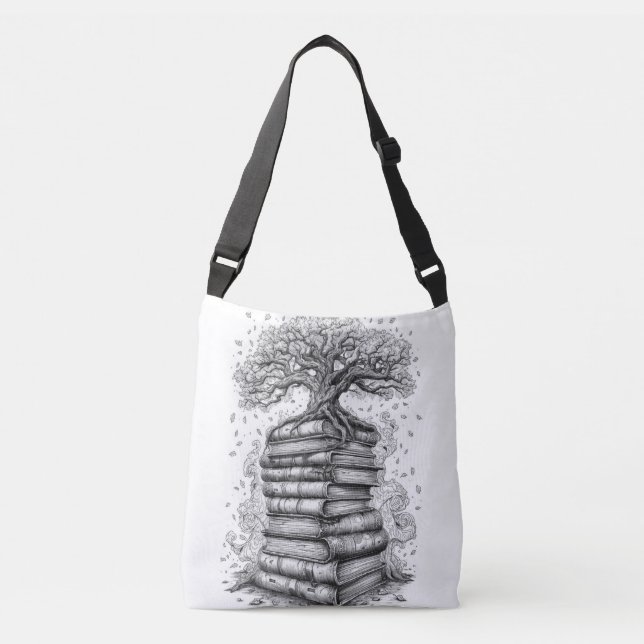 Ancient Tree of Knowledge Ink Graphic Tote Bag (Frente)