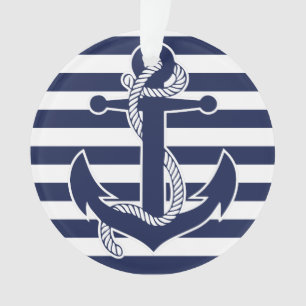 Âncora acrílica azul Enfeites de natal náutica
