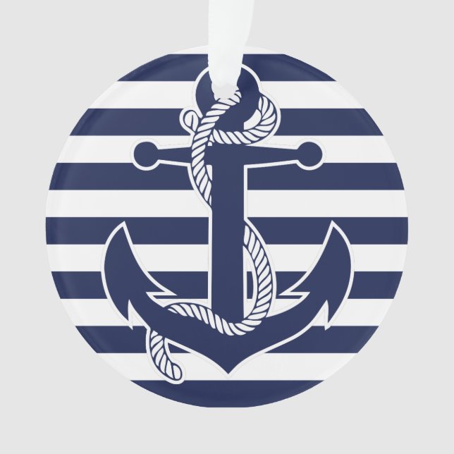 Âncora acrílica azul Enfeites de natal náutica (Frente)