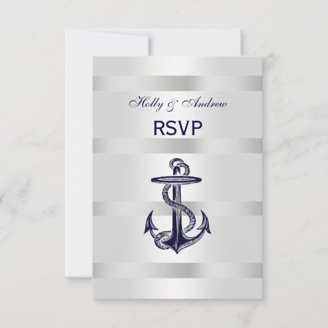 Âncora Azul Marinho Prata Branco V RSVP (Frente)