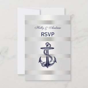Âncora Azul Marinho Prata Branco V RSVP Menu