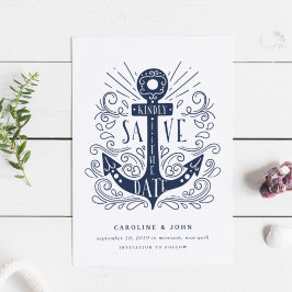 Âncora Desenhada à Mão Salve o Cartão de Data