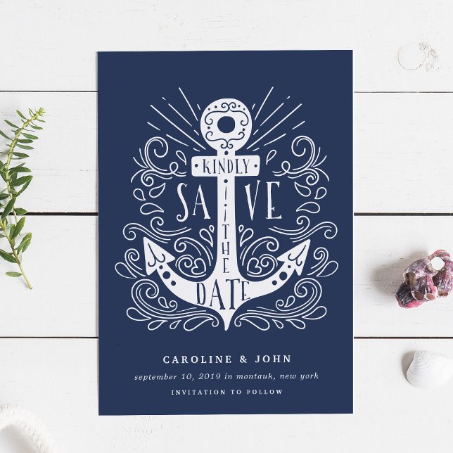 Âncora Desenhada à Mão Salve o Cartão de Data (Criador carregado)