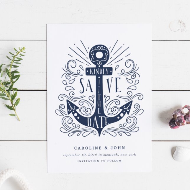 Âncora Desenhada à Mão Salve o Cartão de Data (Criador carregado)