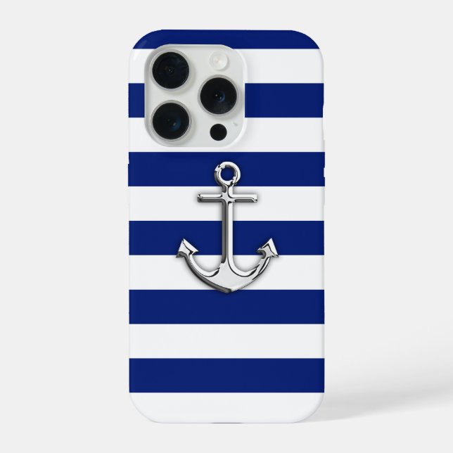 Âncora do Chrome em Listras Navy (Verso)