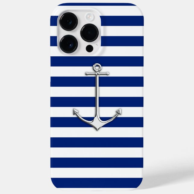 Âncora fina prateada em faixas náuticas (Verso)