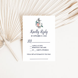 Âncora Floral   Cartão RSVP de Solicitação de Músi