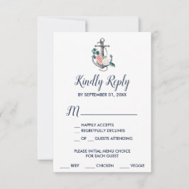 Âncora Floral | Placa RSVP de Escolha do Menu de V