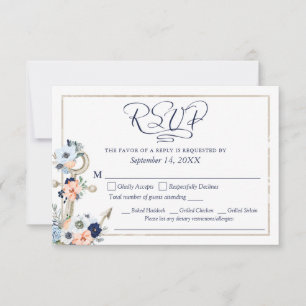 Âncora Náutica Casamento Azul Marinho Pêssego Menu