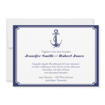 Âncora Náutica no Convite para Casamento de Marinh