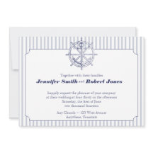 Âncora Náutica no Convite para Casamento de Stripe