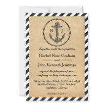 Âncora Náutica Vintage - Convite para Casamento