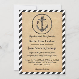 Âncora Náutica Vintage - Convite para Casamento