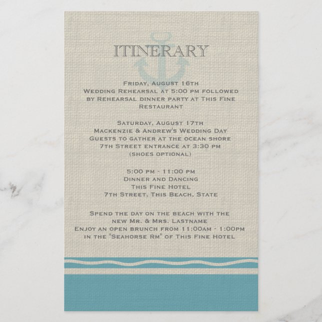 Ancorado com Love Beach Itinerary (Frente)
