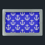 Âncoras brancas sobre fundo azul<br><div class="desc">Âncoras náuticas brancas sobre fundo azul. Padrão de decor náutico.</div>