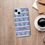 Âncoras náuticas brancas e azuis personalizadas<br><div class="desc">Personalize este caso de Ângulos Náuticos Azuis e Brancos Samsung com seu nome ou iniciais.</div>