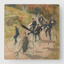 Andando de bicicleta ~ Relógio de Parede Quadrado