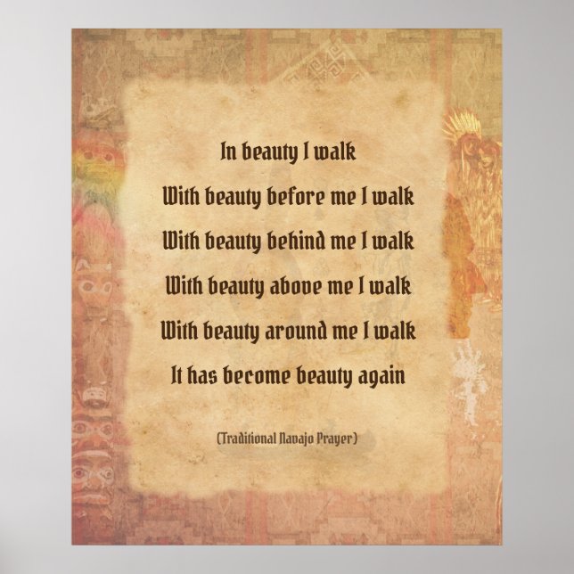Andando na Beleza Navajo Prayer Poster (Frente)
