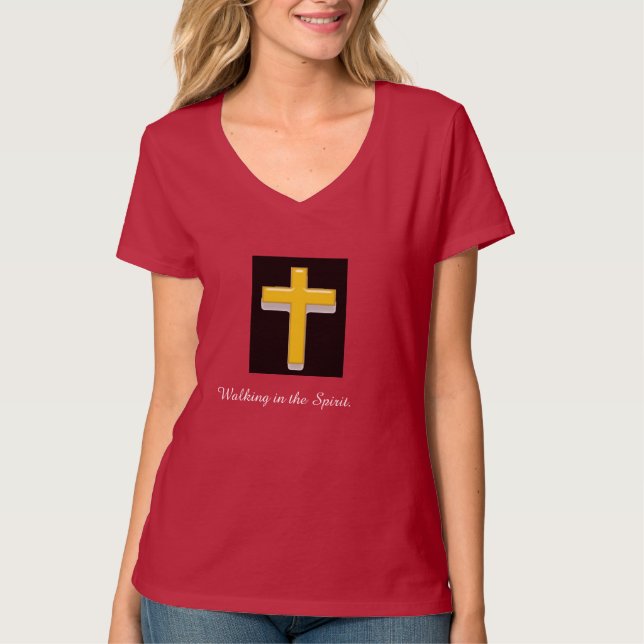 Andando no Espírito/ Cross Women's T-shirt (Frente)