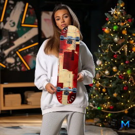 Andar de skate geométrico abstrato vermelho e bege