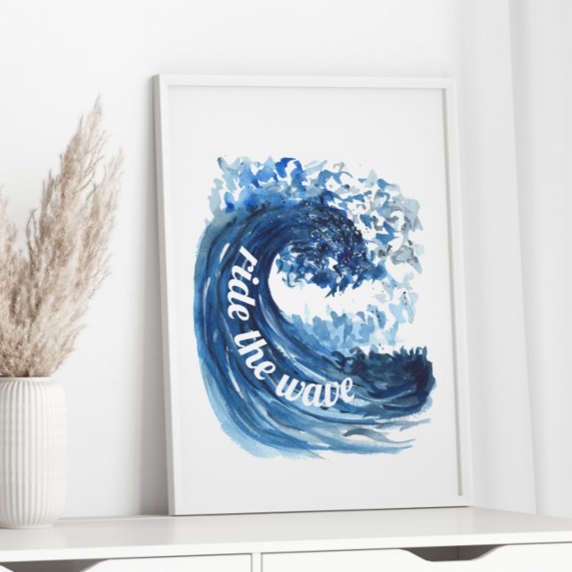 Andar pelo Poster de aspas de aquarela de onda (Criador carregado)