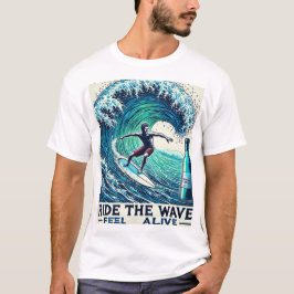 Ande pela onda, sinta-se vivo - Surfer T-Shirt