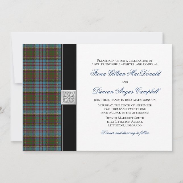 Anderson Tartan Convite para Casamento (Frente)