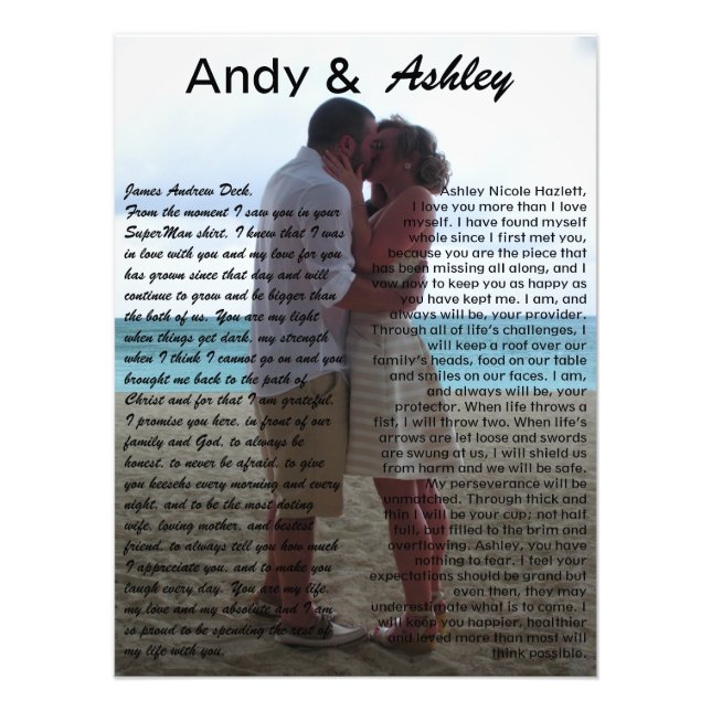 Andy & Ashley, foto de casamento com votos (Frente)