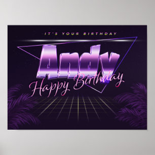 Andy Name Vorname lila retro Poster Geburtstag