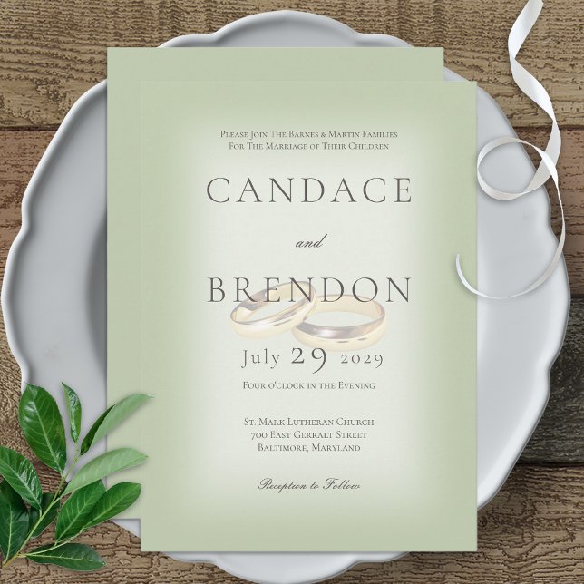 Anéis de Casamento Dourado no Convite de Casamento (Criador carregado)